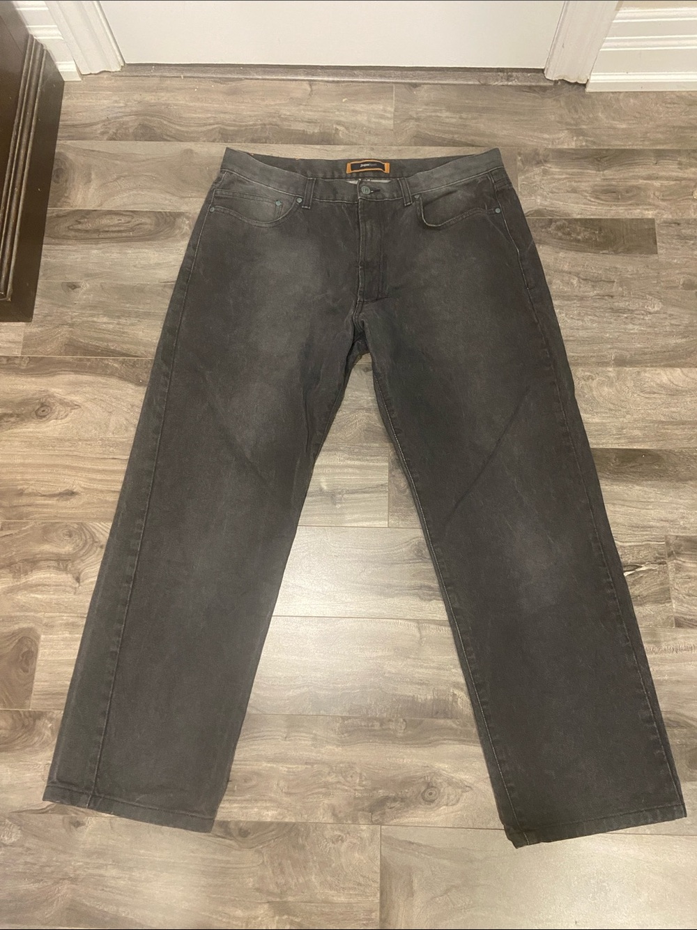 Zegna Sport Men's Straight-Leg 301 Jeans in Dark Grey Stone Wash.